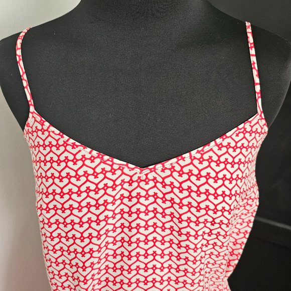 EUC *Ann Taylor* Women's Silky Spaghetti Straps Red Hearts Mini Dress 2 - Picture 6 of 13